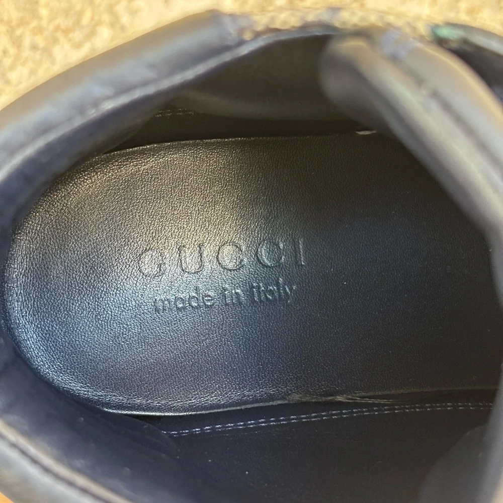 Gucci Men’s Blue & Beige GG Supreme Canvas High-Top Sneakers Size 6G - Picture 9 of 14